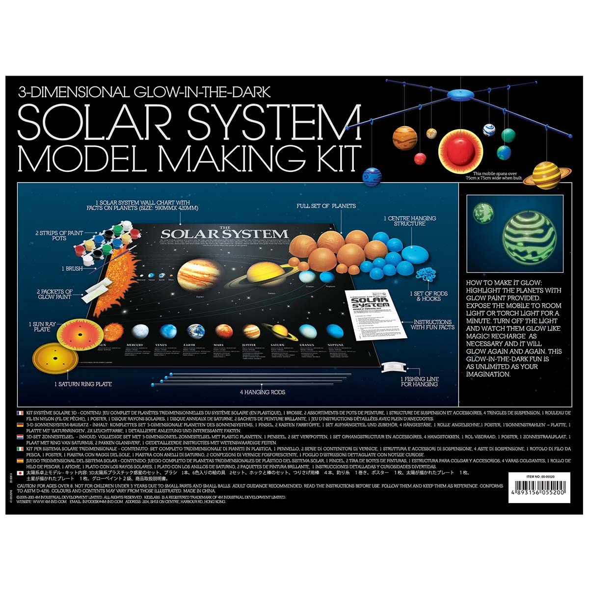 4M 3D Glow-in-the-Dark Solar System Mobile Making Kit - DIY Science Astronomy Learning Stem Toys Educational Gift for Kids & Teens, Girls & Boys - Image 6