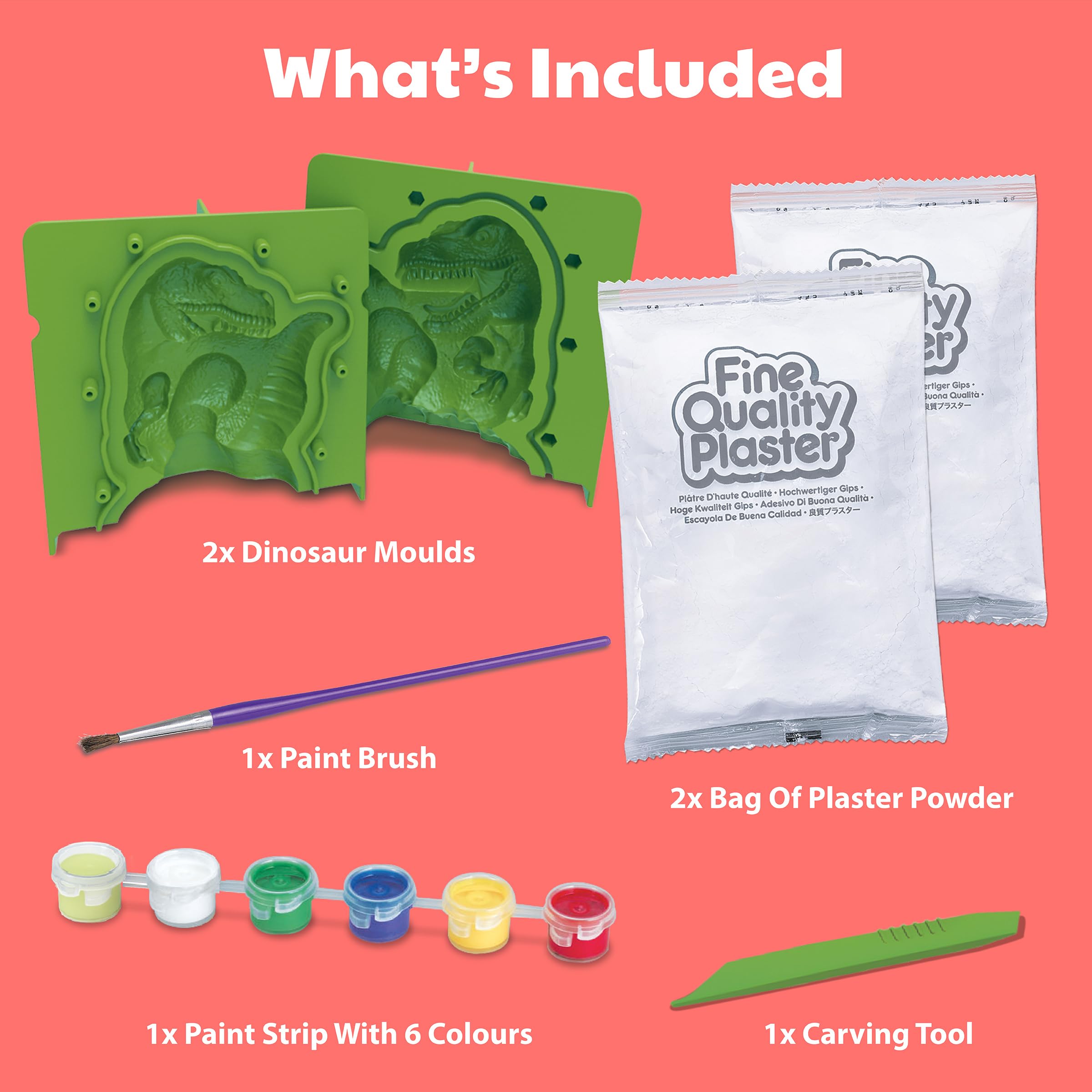 4M 3D Mould and Paint Dinosaurs Kit, 1 Set, Includes Plaster, Molds, Paint, and Brush for DIY Dinosaur Models - Image 6