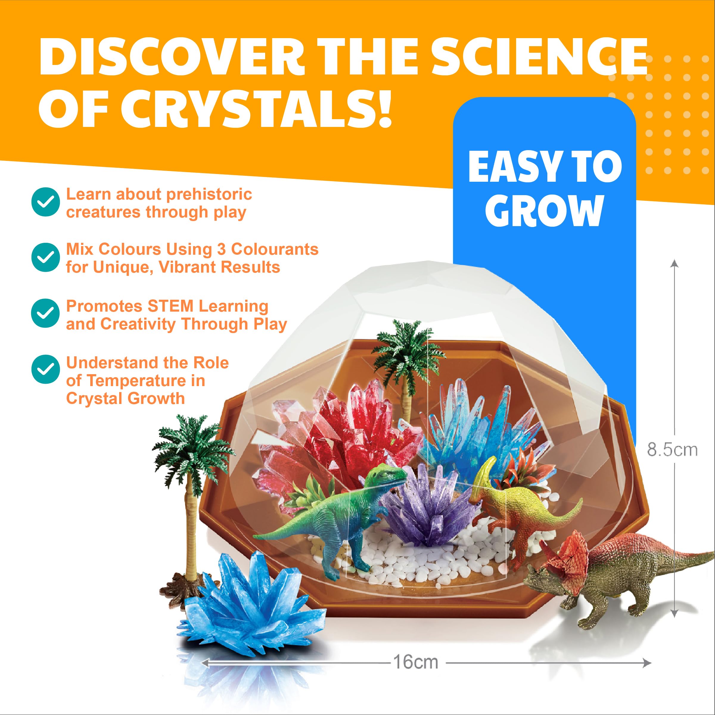 4M Crystal Growing - Dino Crystal Growing Kit - Explore Science, Creativity, and STEM Learning with a Vibrant Terrarium Kit, Custom Colors, and a Fun Dinosaur-Themed Adventure - Image 3