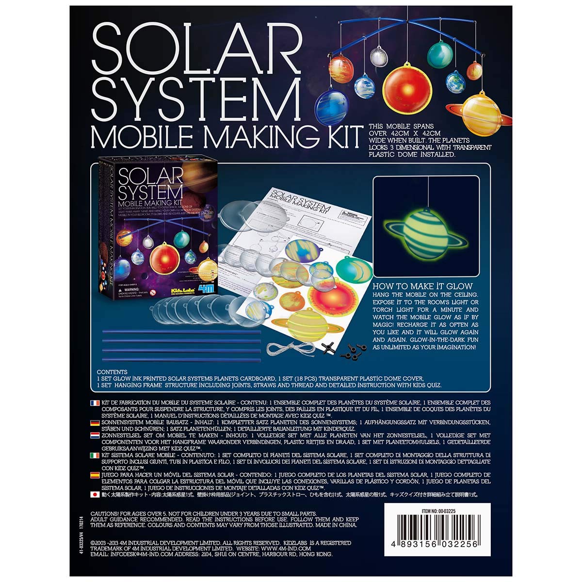 4M Glow-in-the-Dark Solar System Mobile Making Kit, Multi - Image 5