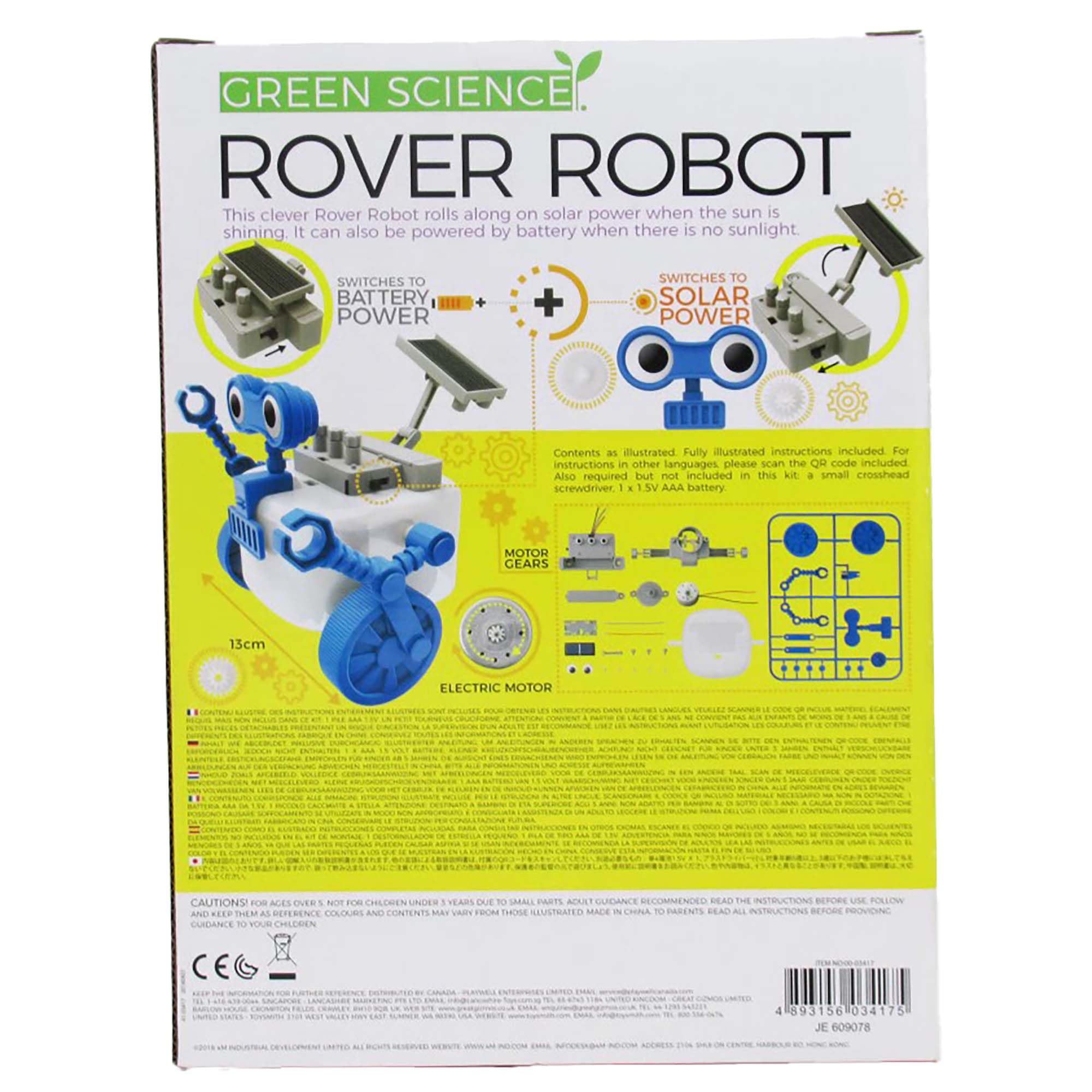 4M: Green Science: Rover Robot - DIY Robotics Assembly Kit, Solar & Battery Hybrid Power Rolling, STEM Building, Physics Toy Activity Set, Kids Age 5+ - Image 3