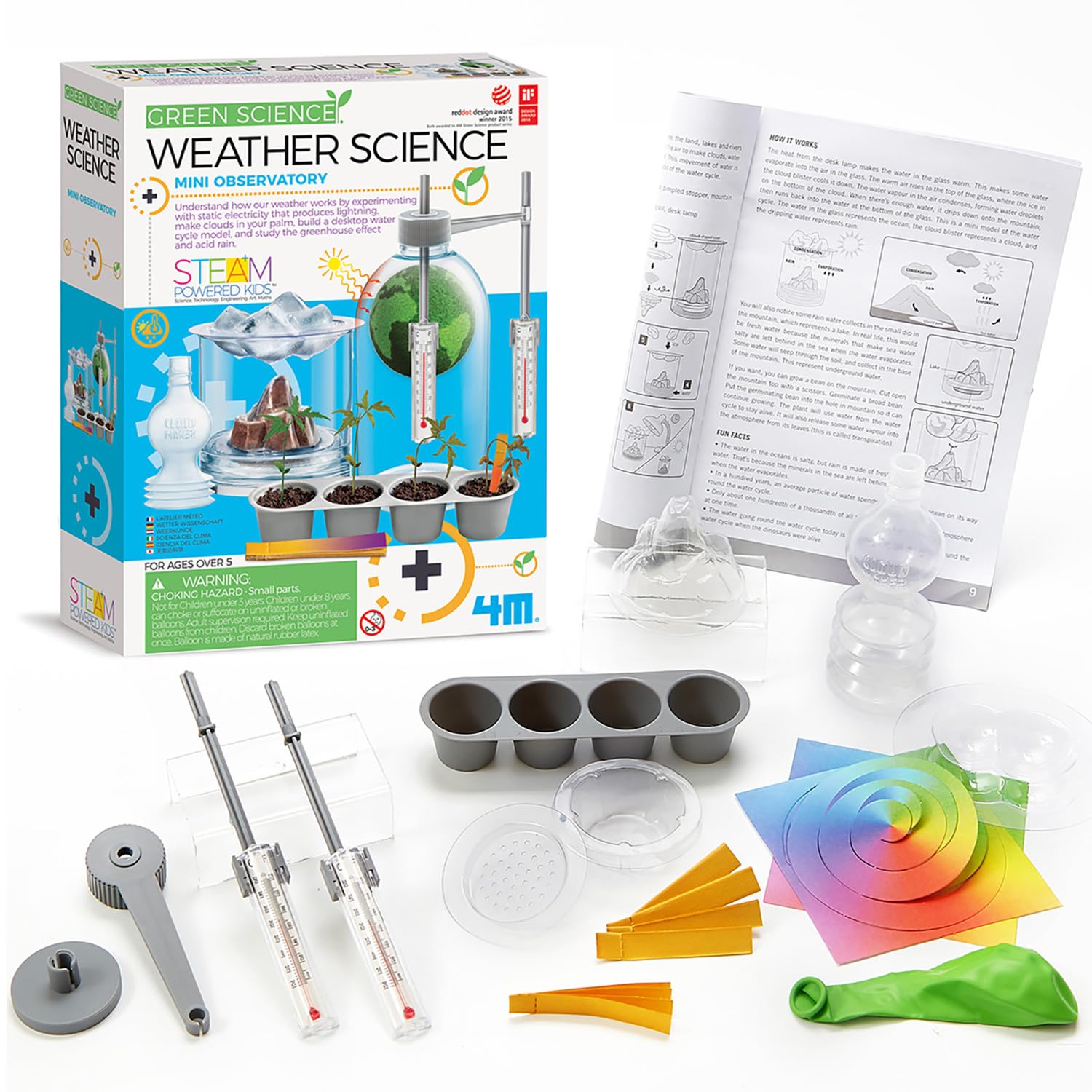 4M: Green Science - Weather Science - DIY Mini Observatory Kit, Static Electricity, Lightning-Cloud Formation, Build A Water Cycle Model, STEAM Kid 5+ - Image 3