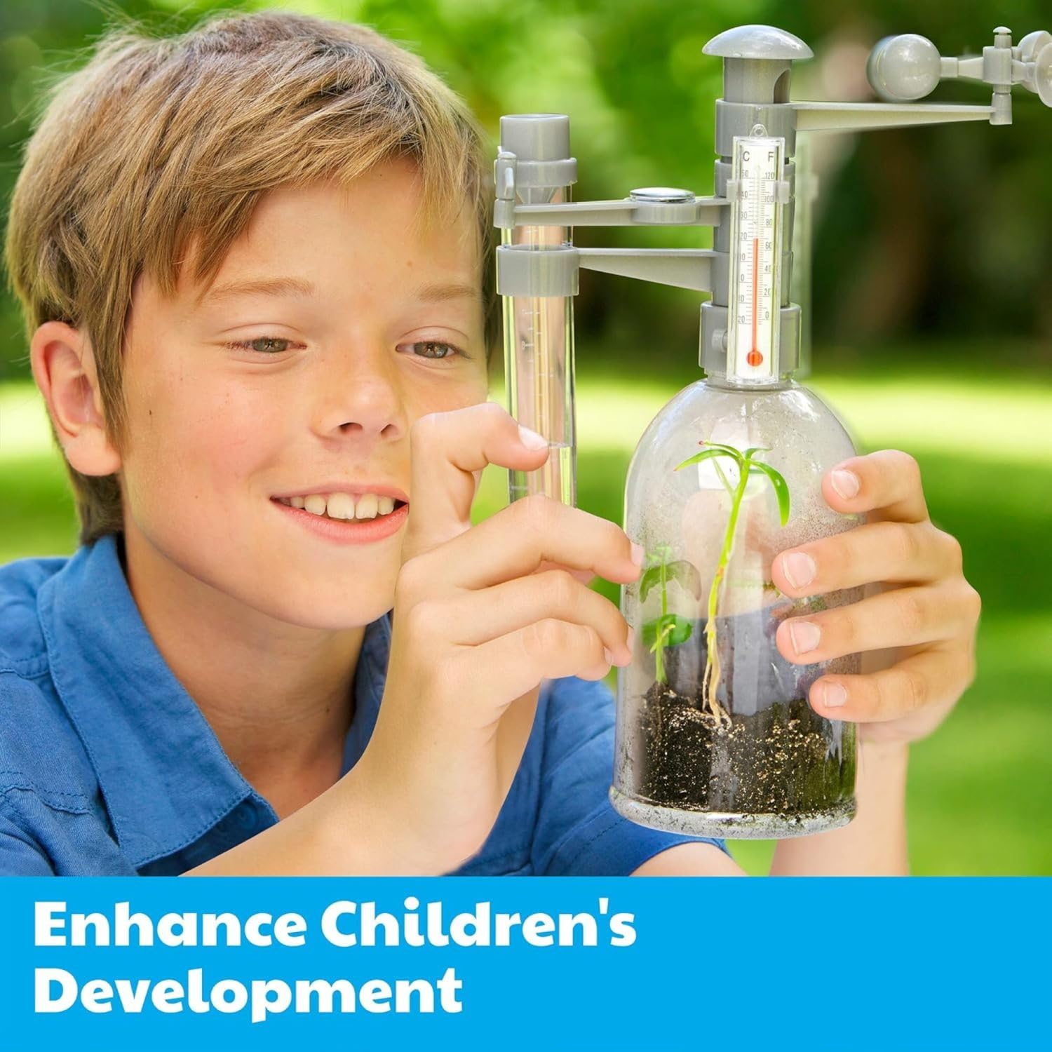 4M: Green Science - Weather Station - DIY Mini Observatory Kit, Observe & Record Wind-Rain-Temperature, Create A Terrarium in A Bottle, STEAM, Kids 5+ - Image 8