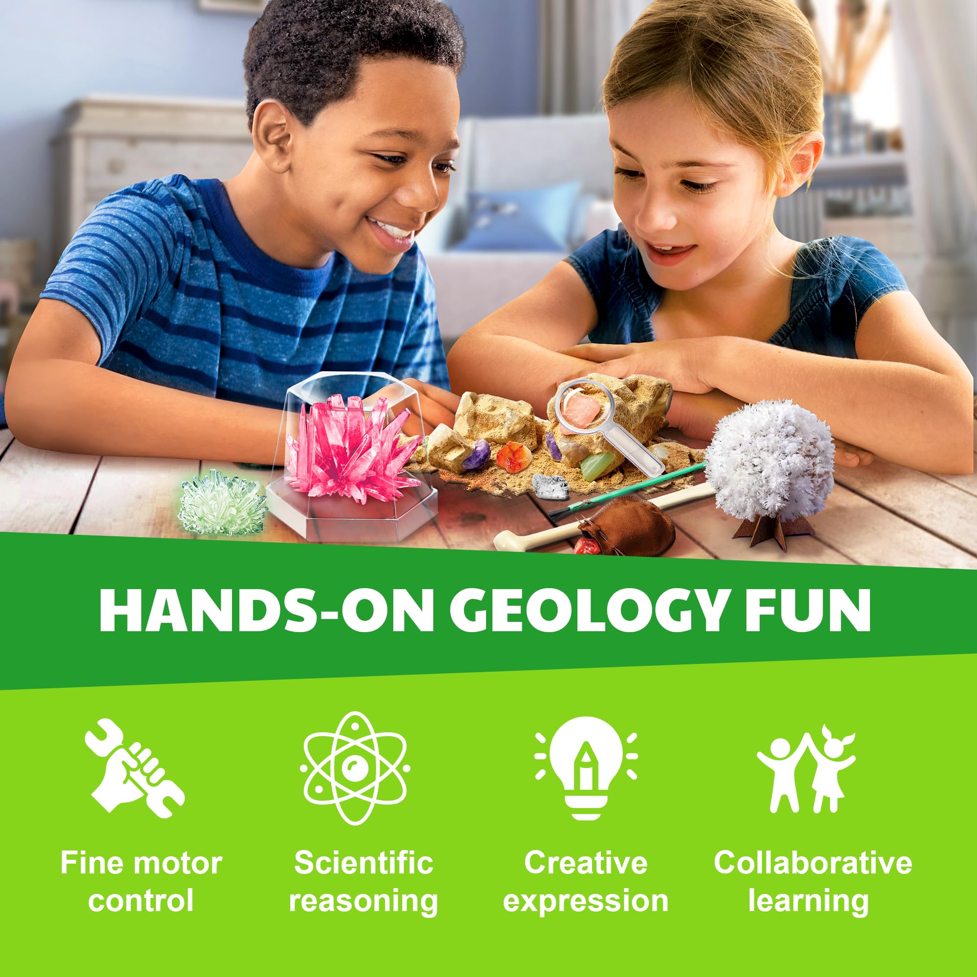 4M - STEAM Earth Science - Educational Science Kits for Kids Ages 5+ with 5 Experiments: Volcano Eruption, Excavate Crystals, Crystal Growing, & More - Hands-On Geology STEM Learning Science for Kids - Image 7