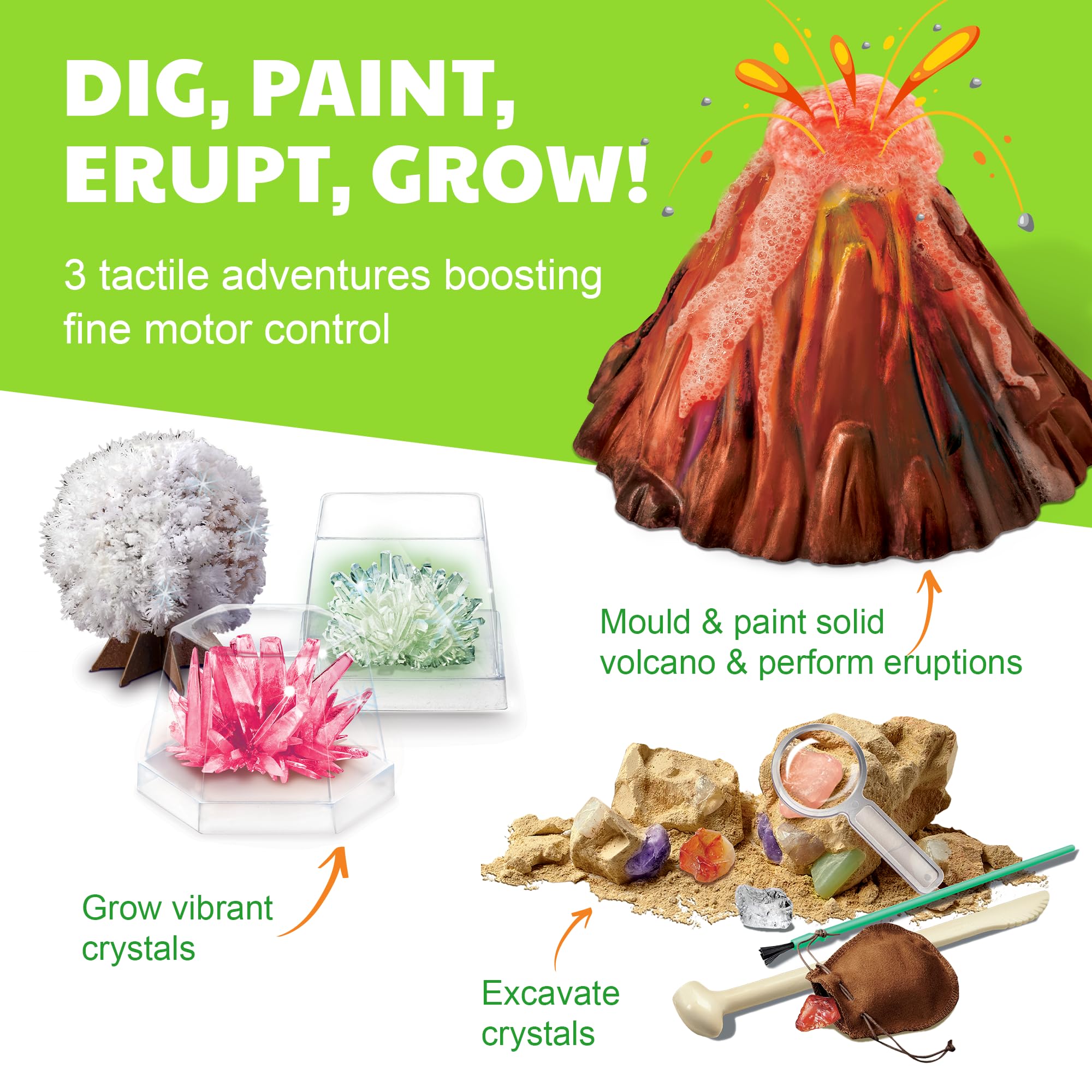 4M - STEAM Earth Science - Educational Science Kits for Kids Ages 5+ with 5 Experiments: Volcano Eruption, Excavate Crystals, Crystal Growing, & More - Hands-On Geology STEM Learning Science for Kids - Image 8