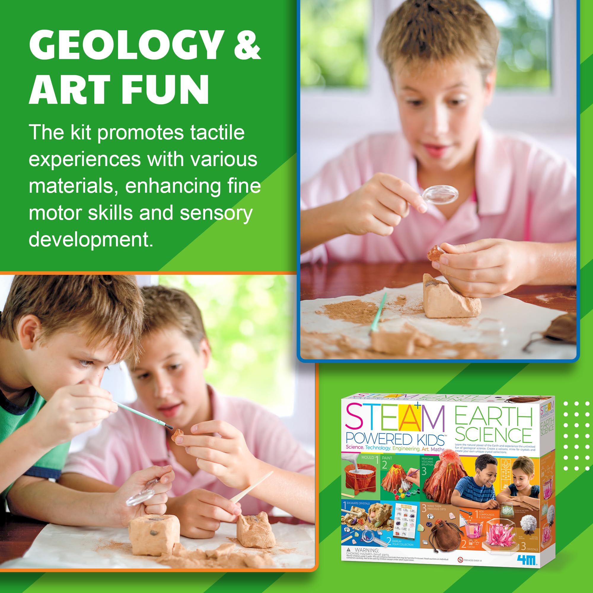 4M - STEAM Earth Science - Educational Science Kits for Kids Ages 5+ with 5 Experiments: Volcano Eruption, Excavate Crystals, Crystal Growing, & More - Hands-On Geology STEM Learning Science for Kids - Image 9