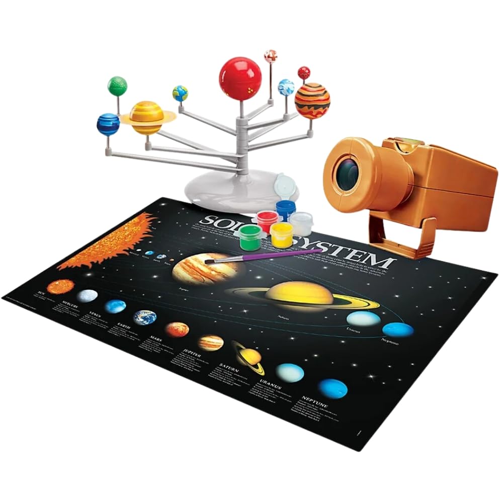 4M - STEAM Space Exploration - Build & Paint Solar System Planetarium Model, Assemble Space Toys Projector with Slides, Includes Glow Stars & Poster - Educational Science Planet Toys Kit, Kids Ages 5+ - Image 4