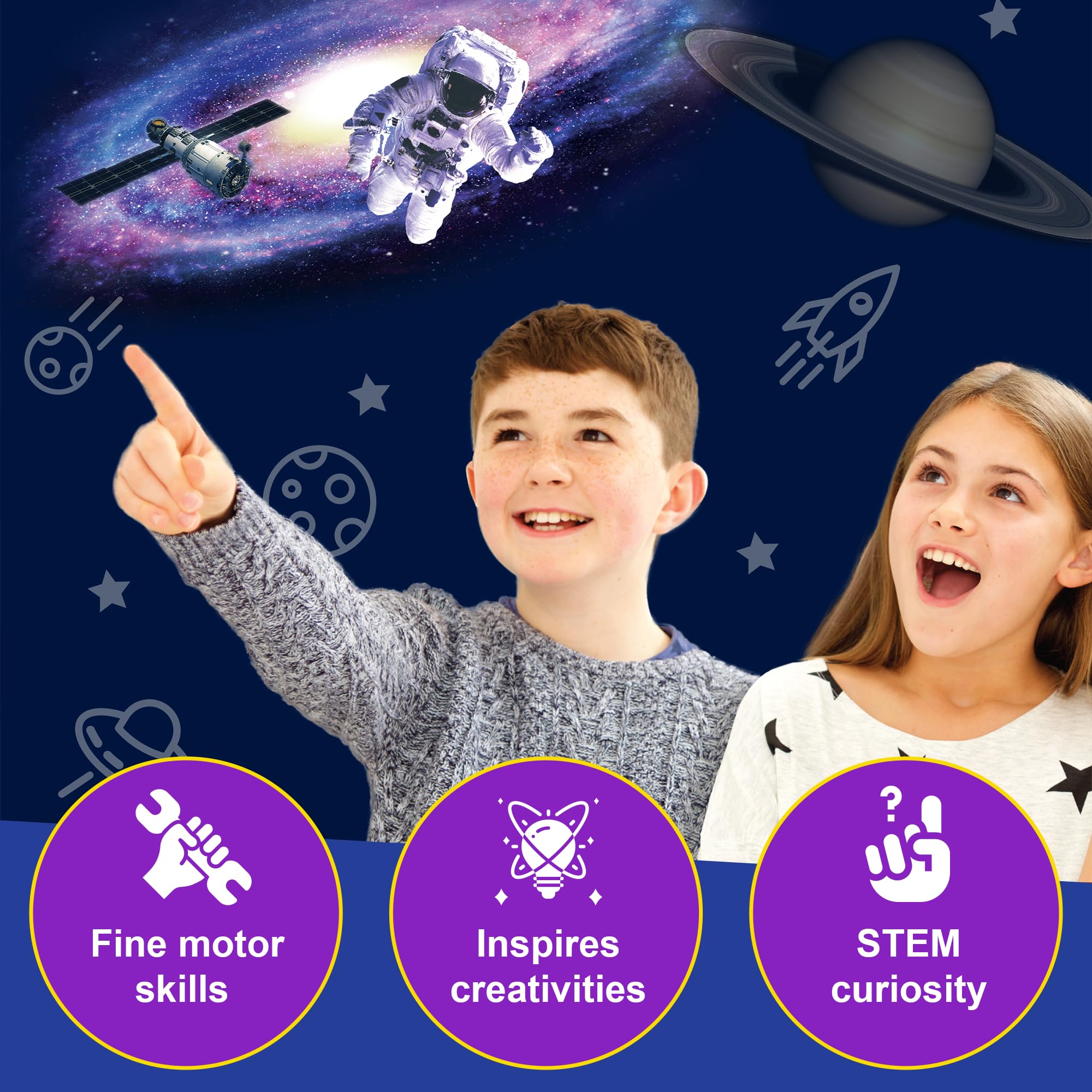 4M - STEAM Space Exploration - Build & Paint Solar System Planetarium Model, Assemble Space Toys Projector with Slides, Includes Glow Stars & Poster - Educational Science Planet Toys Kit, Kids Ages 5+ - Image 8