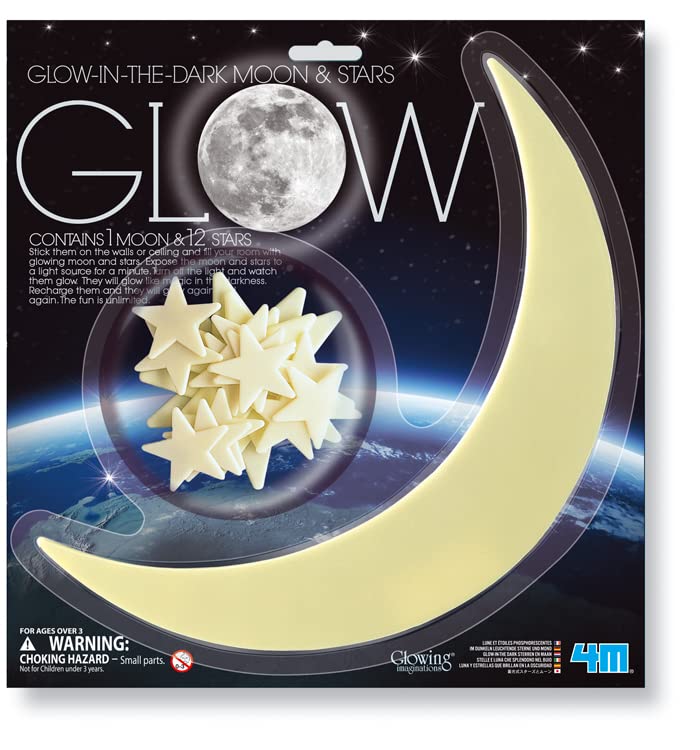 Glow-in-The-Dark Moon & Stars - 1 Set with 12 Stars and 1 Large Moon - Image 3