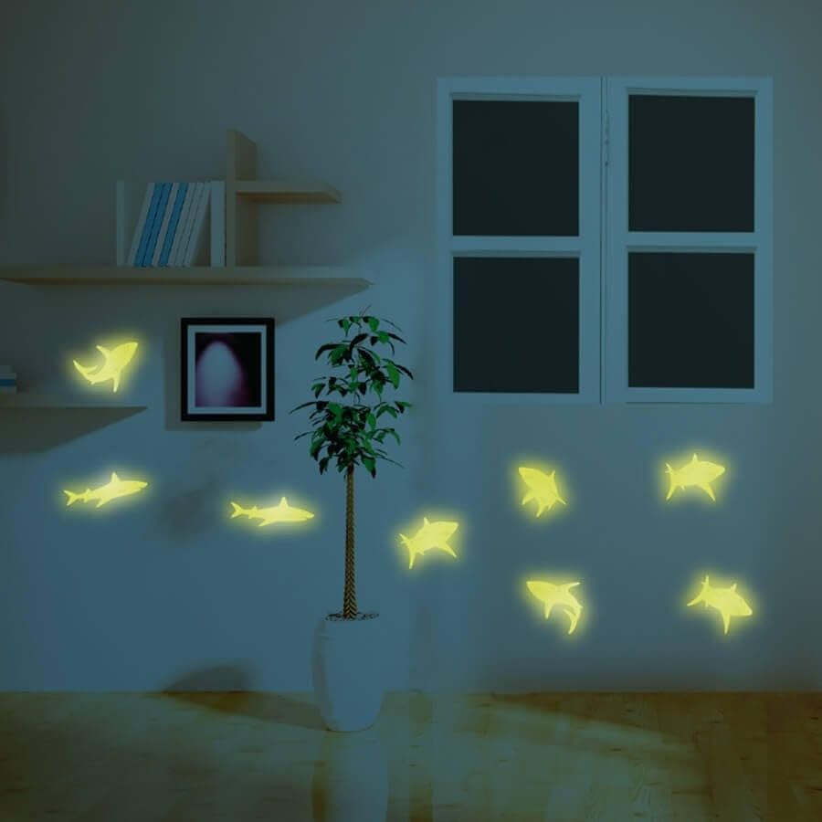 Rhode Island Novelty Glow-in-The-Dark Shark Stick-Ons, Assorted Design, 1 Pack - Image 3